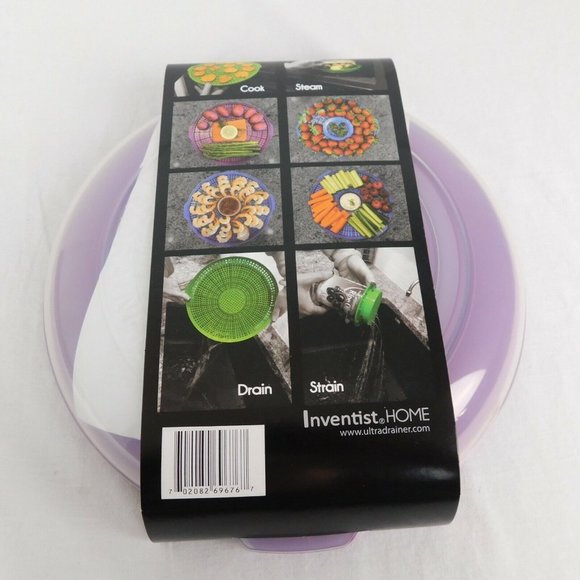 UltraDrainer Strainer Multi-Use Kitchen Tool Marinate Steam Cook Defrost Purple - Picture 7 of 12